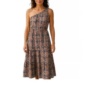 Knox Rose One-Shoulder Dress in Black and Tan